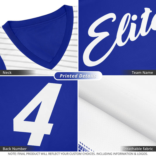 Custom Royal White Chest Slash Patttern Double Side Sports Uniform Basketball Jersey