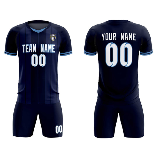 Custom Navy Classic Striped Personalized Soccer Tops/Sets Jersey