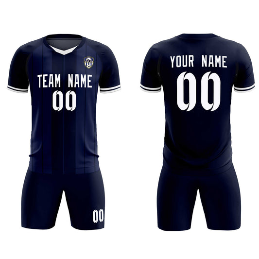 Custom Navy Classic Striped Personalized Soccer Tops/Sets Jersey