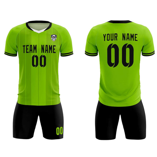 Custom Neon Green Classic Striped Personalized Soccer Tops/Sets Jersey