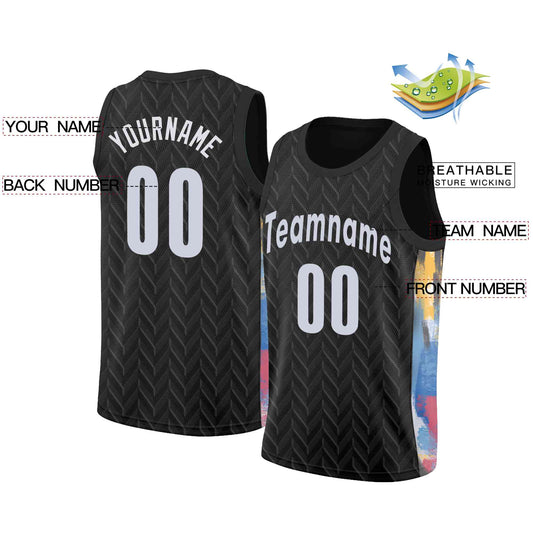Custom Black White Classic Tops Mesh Sport Basketball Jersey