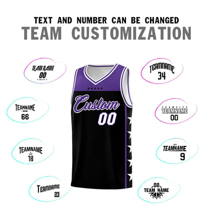 Custom Black Purple Personalized Star Pattern Sports Uniform Basketball Jersey