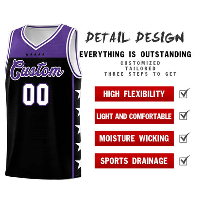 Custom Black Purple Personalized Star Pattern Sports Uniform Basketball Jersey