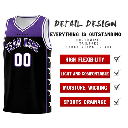 Custom Black Purple Personalized Star Pattern Sports Uniform Basketball Jersey