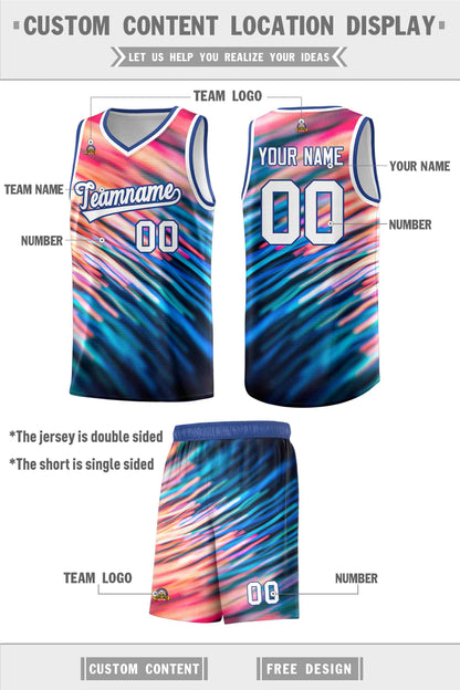 Custom Royal White Pattern Tie Dye Sports Uniform Basketball Jersey