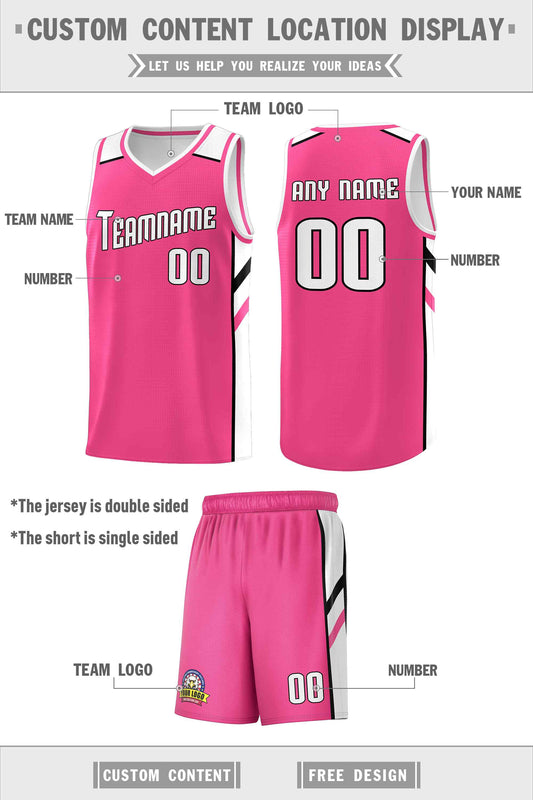 Custom Pink White-Black Classic Sets Sports Uniform Basketball Jersey
