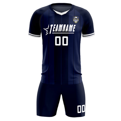 Custom Navy Classic Striped Personalized Soccer Tops/Sets Jersey