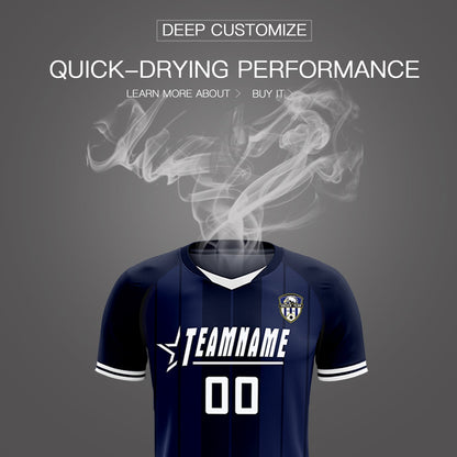 Custom Navy Classic Striped Personalized Soccer Tops/Sets Jersey