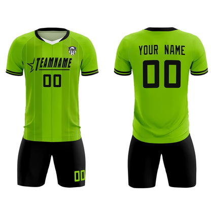 Custom Neon Green Classic Striped Personalized Soccer Tops/Sets Jersey