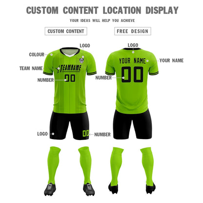 Custom Neon Green Classic Striped Personalized Soccer Tops/Sets Jersey