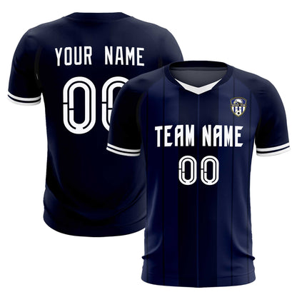 Custom Navy Classic Striped Personalized Soccer Tops/Sets Jersey