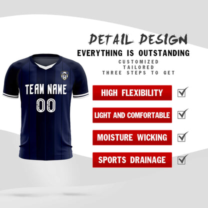 Custom Navy Classic Striped Personalized Soccer Tops/Sets Jersey
