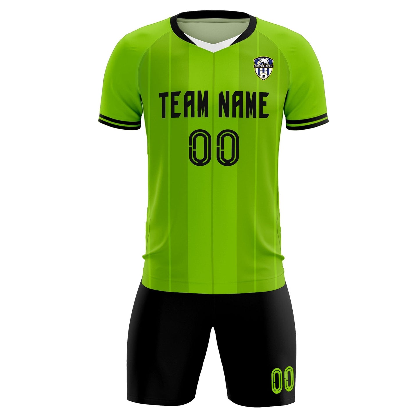 Custom Neon Green Classic Striped Personalized Soccer Tops/Sets Jersey