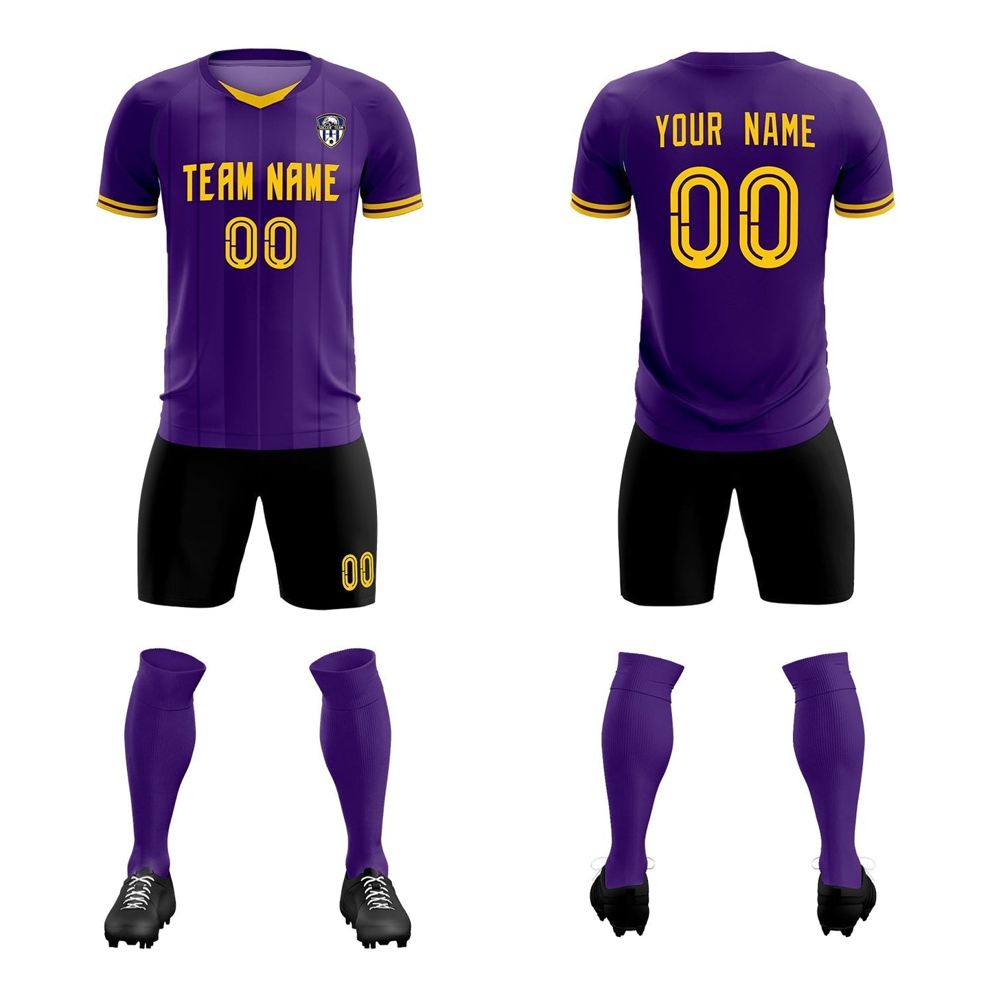 Custom Purple Classic Striped Personalized Soccer Tops/Sets Jersey
