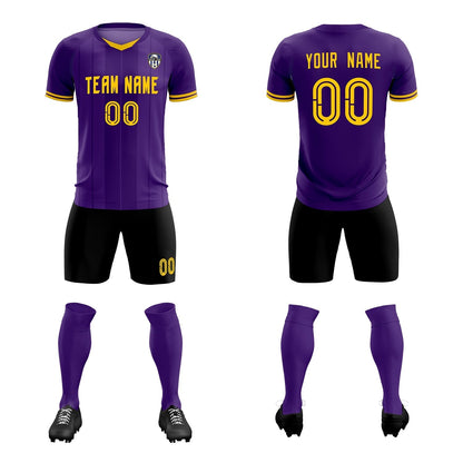 Custom Purple Classic Striped Personalized Soccer Tops/Sets Jersey
