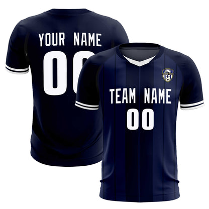 Custom Navy Classic Striped Personalized Soccer Tops/Sets Jersey
