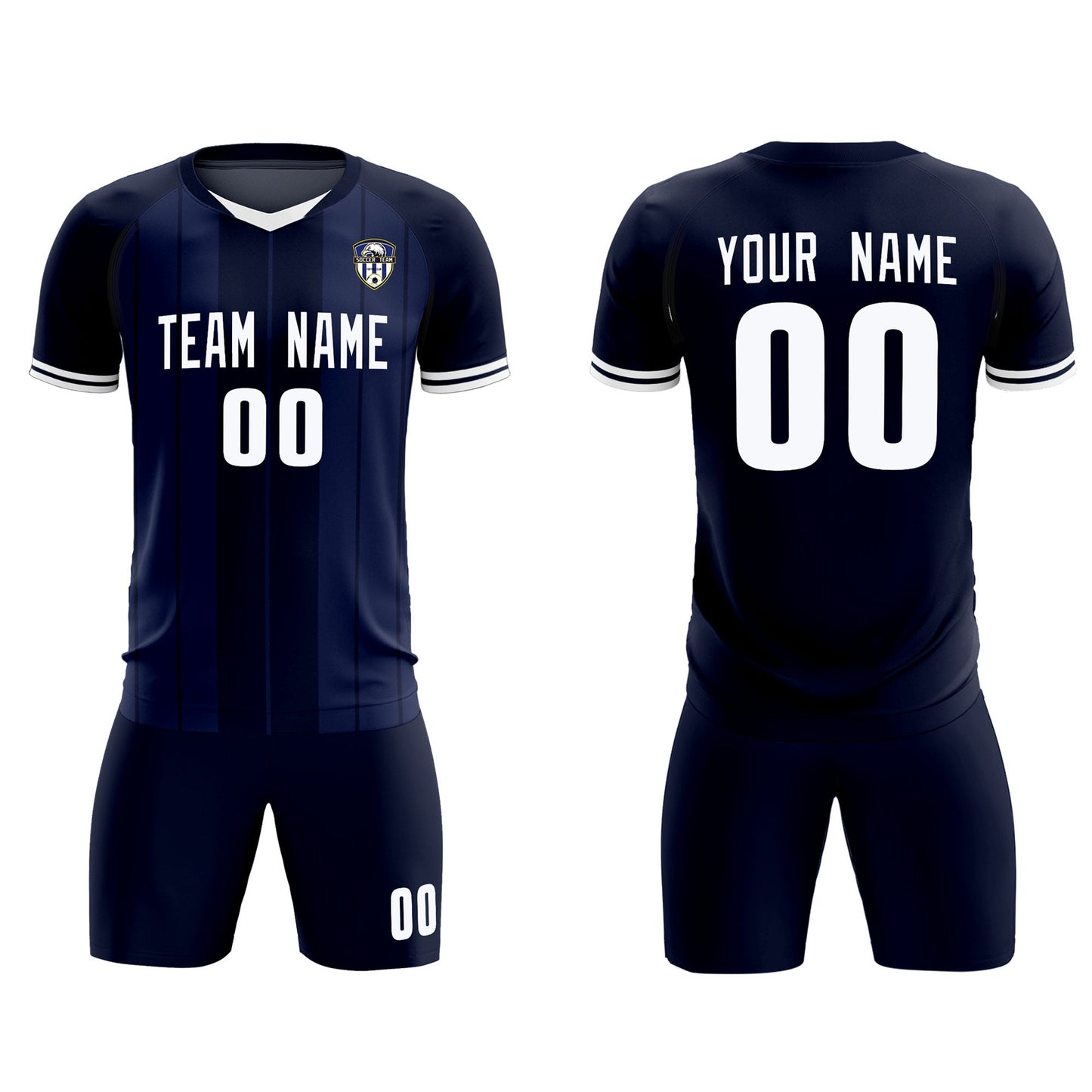 Custom Navy Classic Striped Personalized Soccer Tops/Sets Jersey