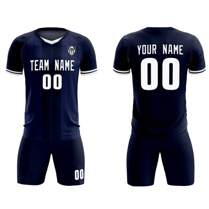 Custom Navy Classic Striped Personalized Soccer Tops/Sets Jersey