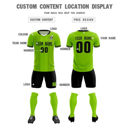 Custom Neon Green Classic Striped Personalized Soccer Tops/Sets Jersey