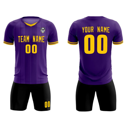 Custom Purple Classic Striped Personalized Soccer Tops/Sets Jersey