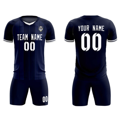 Custom Navy Classic Striped Personalized Soccer Tops/Sets Jersey