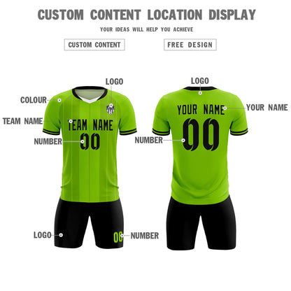 Custom Neon Green Classic Striped Personalized Soccer Tops/Sets Jersey