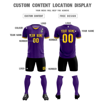 Custom Purple Classic Striped Personalized Soccer Tops/Sets Jersey