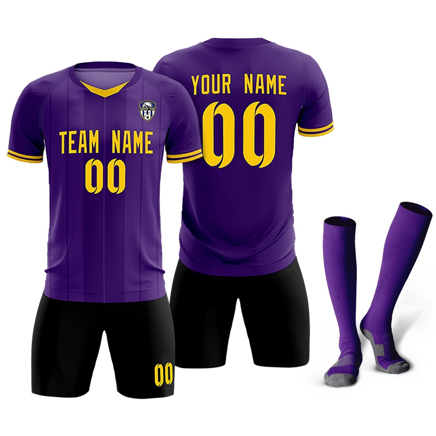 Custom Purple Classic Striped Personalized Soccer Tops/Sets Jersey