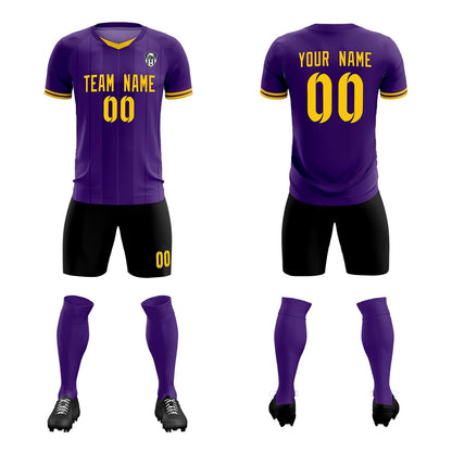 Custom Purple Classic Striped Personalized Soccer Tops/Sets Jersey