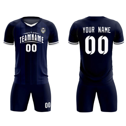 Custom Navy Classic Striped Personalized Soccer Tops/Sets Jersey