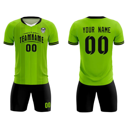 Custom Neon Green Classic Striped Personalized Soccer Tops/Sets Jersey