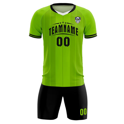 Custom Neon Green Classic Striped Personalized Soccer Tops/Sets Jersey
