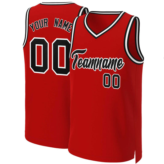 Custom Red Black-White Classic Tops Basketball Jersey