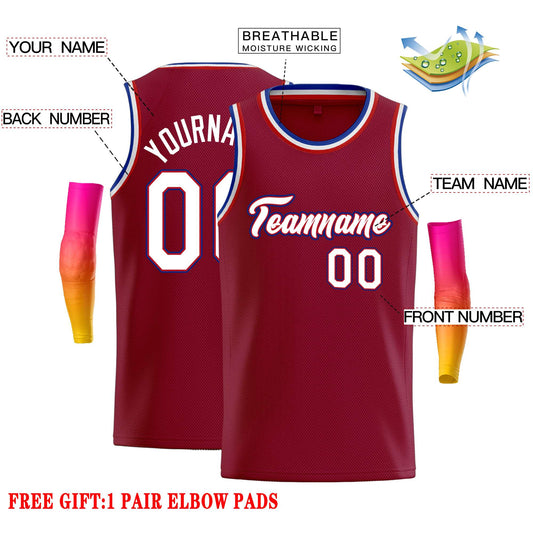 Custom Crimson White-Red Classic Tops Casual Basketball Jersey