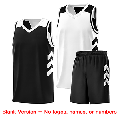 Custom Black White Double Side Sets Men Basketball Jersey