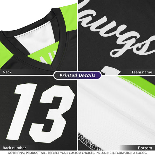 Custom Black Neon Green Reversible Double Side Tops Basketball Jersey