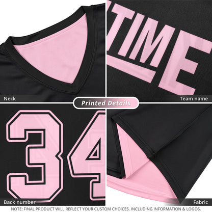 Custom Black Pink Double Side Tops Athletic Basketball Jersey