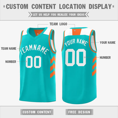 Custom Aqua White Reversible Double Side Tops Basketball Jersey