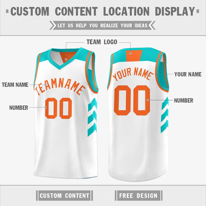 Custom Aqua White Reversible Double Side Tops Basketball Jersey